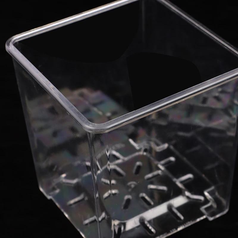 1Pc S/M/L Highly Transparent Flower Pot Plant Nursery Pots Acrylic Orchid Decorative Square for Plants Garden Orchids