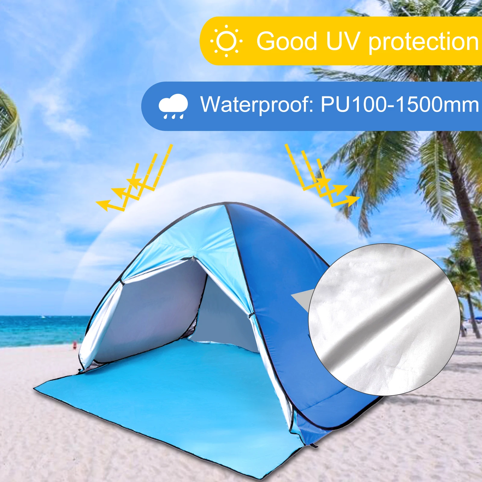 Outdoor Camping Tent Pop-up Fun-Play Tent Automatic Instant Tent UV Protection Tent Sun Shade Awning for Camping Beach Backyard