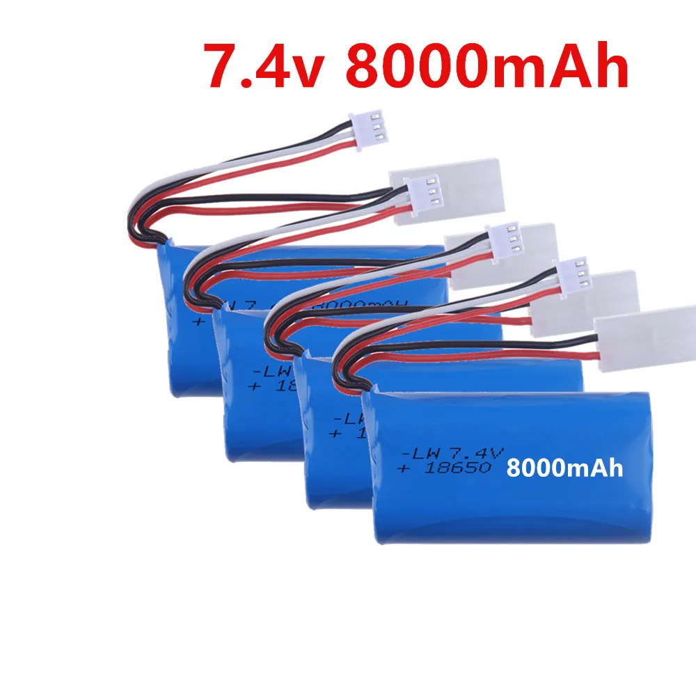 8000mAh Battery for HJ806 HJ810 R/C boat with Tamiya Plug 18650 7.4V Li-ion Battery for henglong 3809 3816 3818 3819 3838 3839