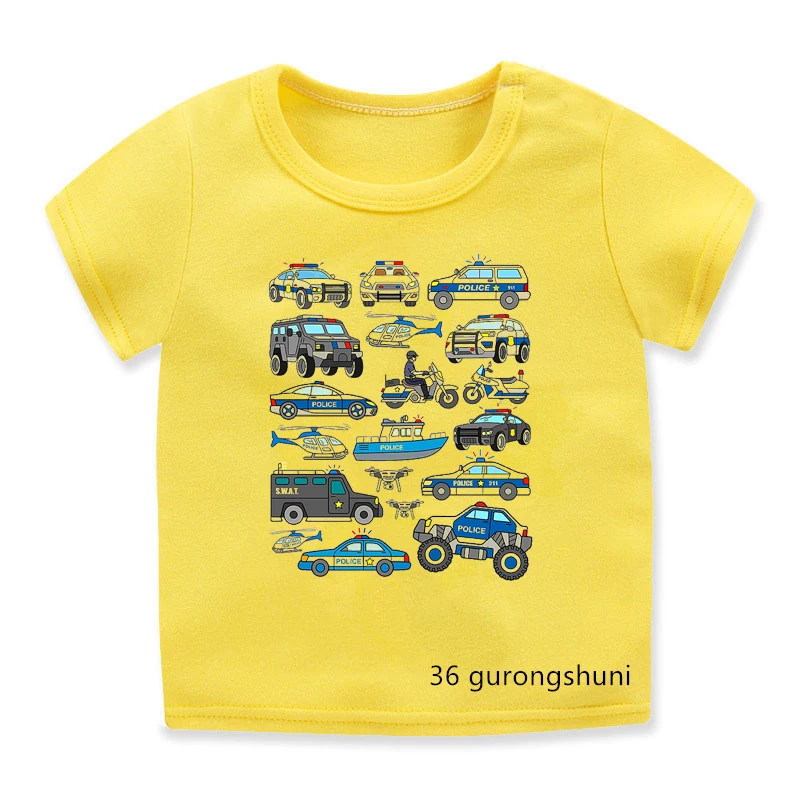 T-shirts Voor Jongens Grappige Bouwmachines En Excavatorscartoon Print Jongens Kleding Zomer Kinderkleding T-shirts Tops