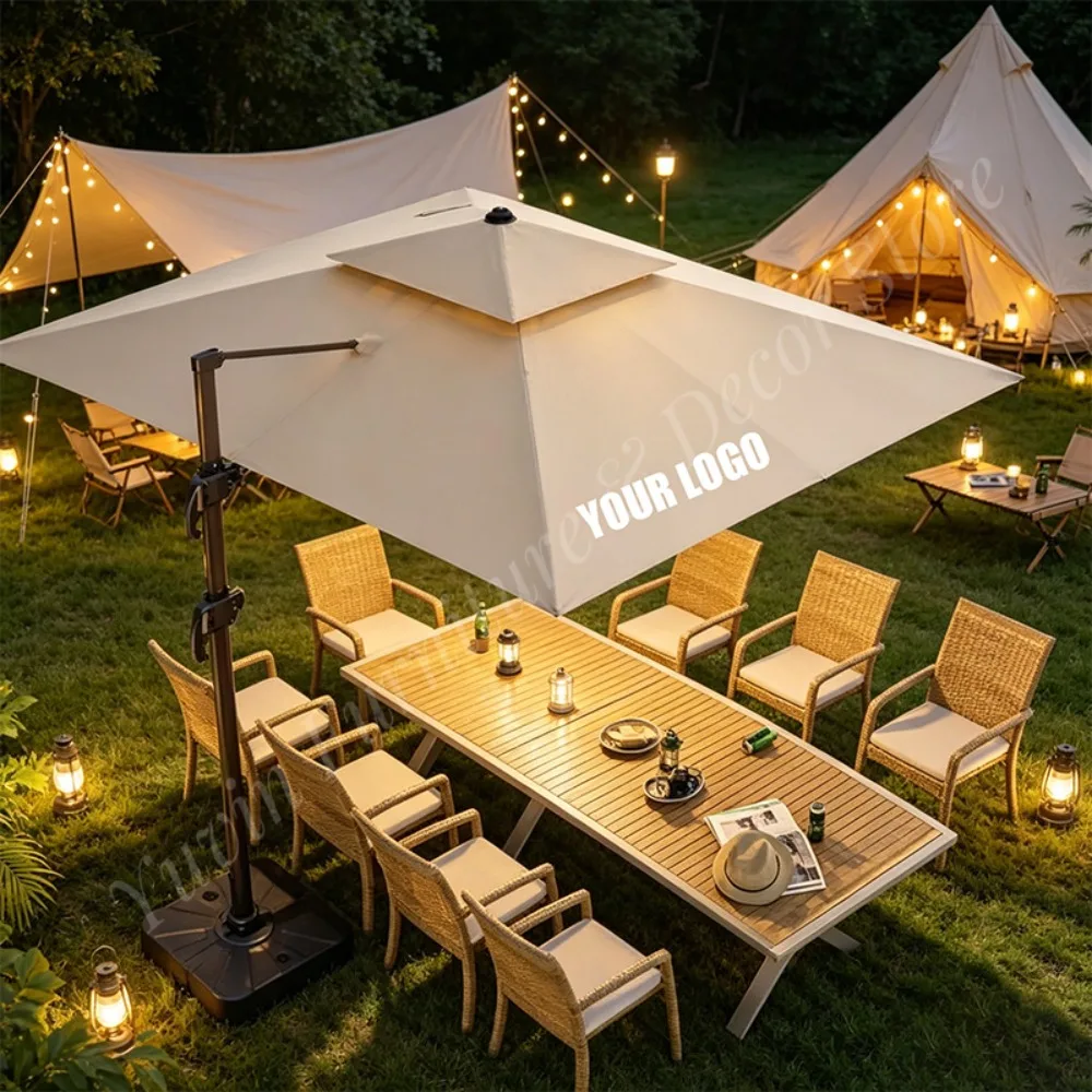 Modern Foldable Outdoor Waterproof Cantilever Umbrella for Garden Beach Patio Restaurant Park & Living Room Sun Shade