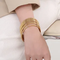 Bracelet Simple en acier inoxydable pour femmes et hommes, couleur or argent, fil géométrique rond, bijoux tendance, cadeaux 2