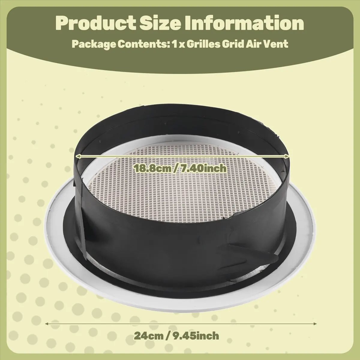 DT39 8 Inch Round Air Vent ABS Louver Grille Cover with Fly Screen Mesh for Bathroom Kitchen Office Ventilation