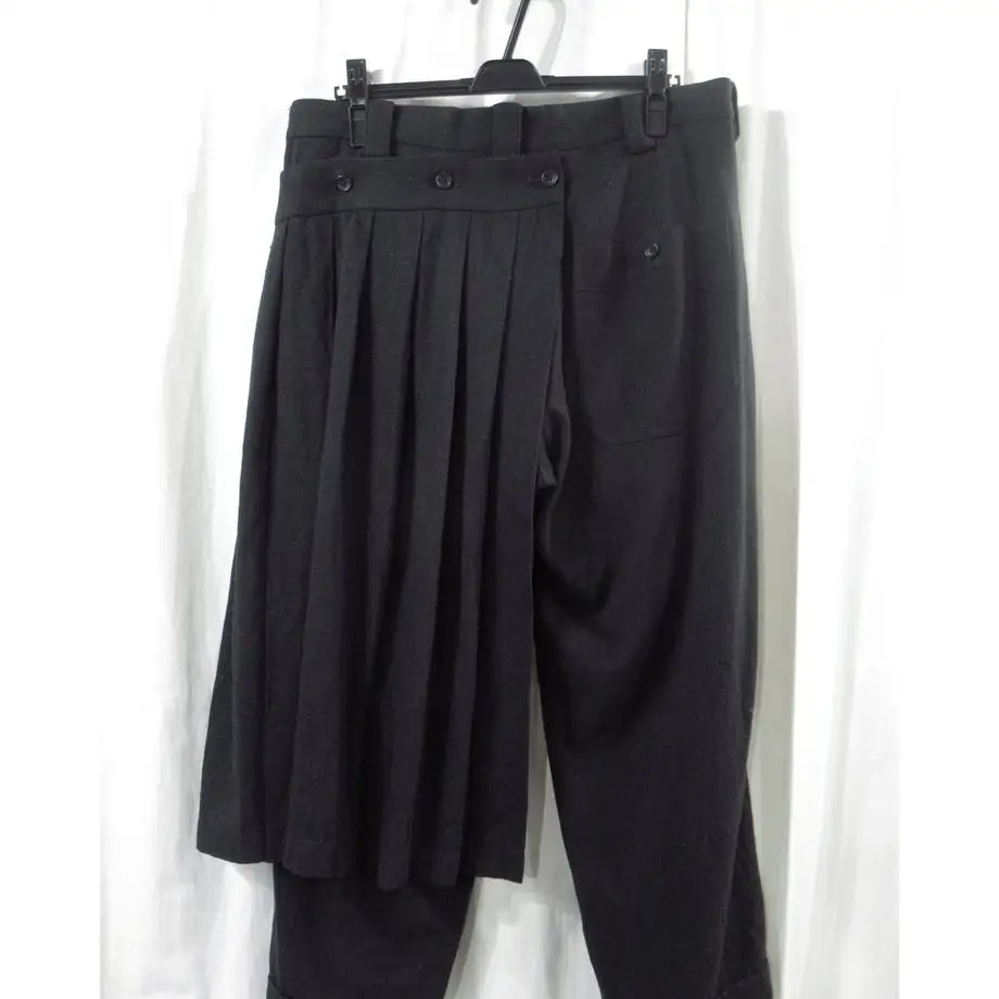 TOP-YAMAMOTO ® Minimalist black asymmetrical deconstructed nine-inch wide-leg pants men's loose casual pants