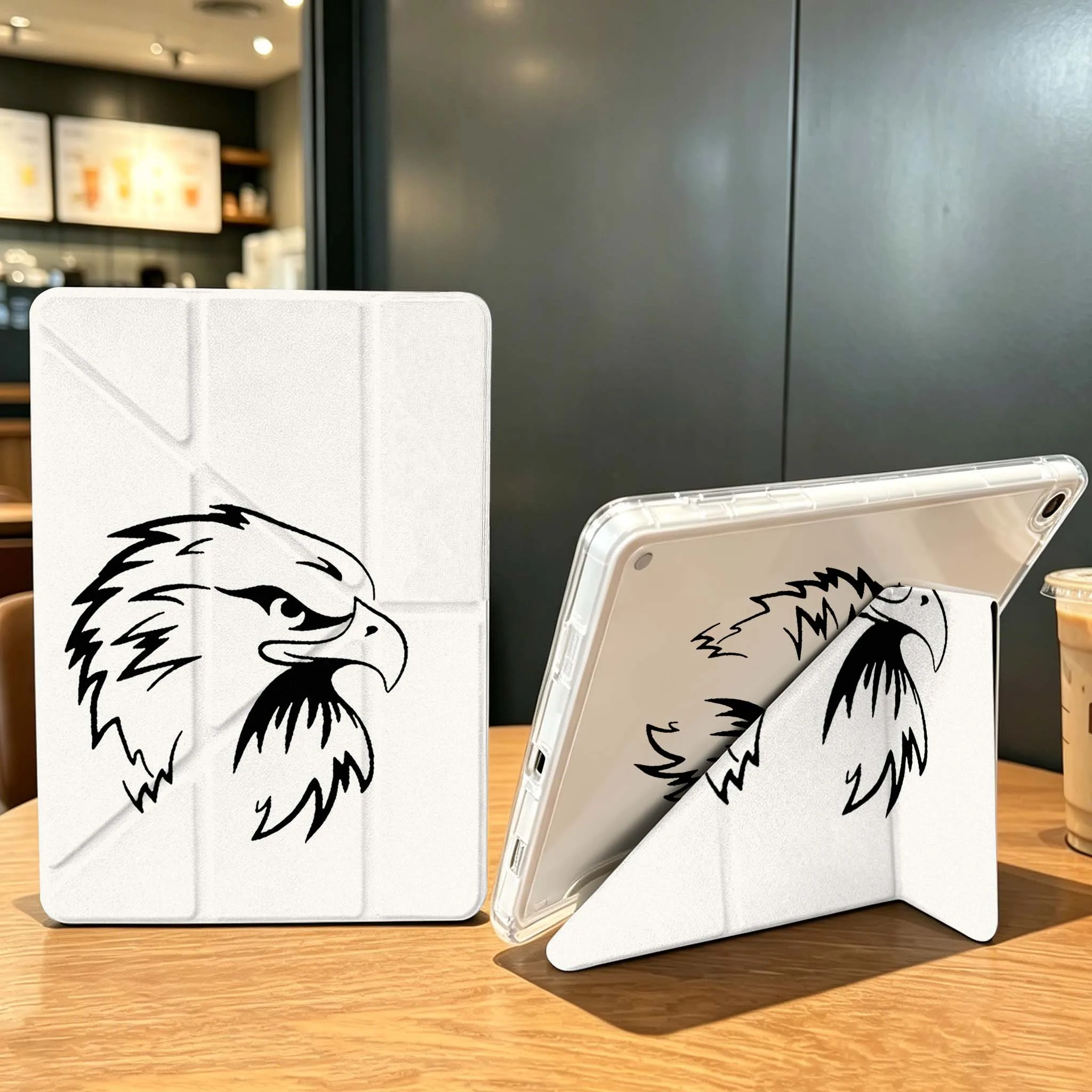 Eagle Head Black White Case For Samsung Galaxy Tab A9 A8 A11 S6 S7 S8 S9 S10 FE Plus Lite Transparent Y-Shaped Folding Tablet
