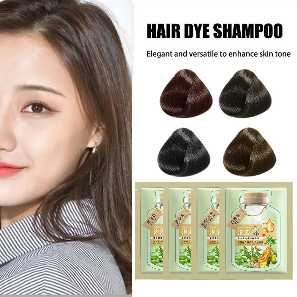 Shampoo 10pcs Bubble Natural Plant Hair Dye Long-lasting Hair Color Convenient And Effective Hair Coloring Шампунь Для Волос