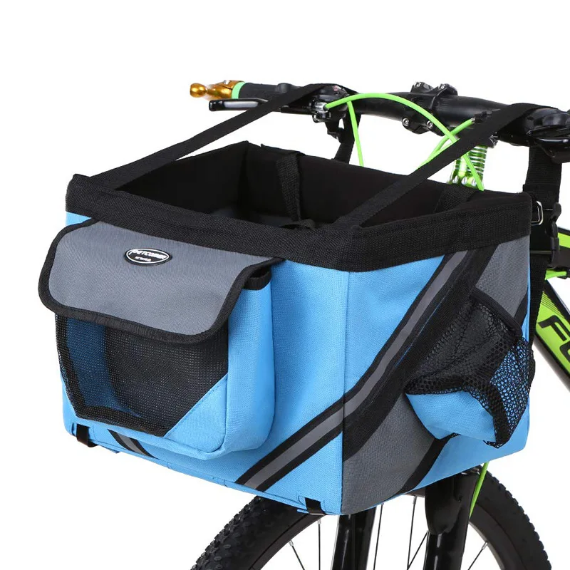 

Bicycle Front Basket Bike Pet Dog Carry Pouch Basket Accessories Detachable MTB Cycling Handlebar Tube Hanging Fold Baggage Bag