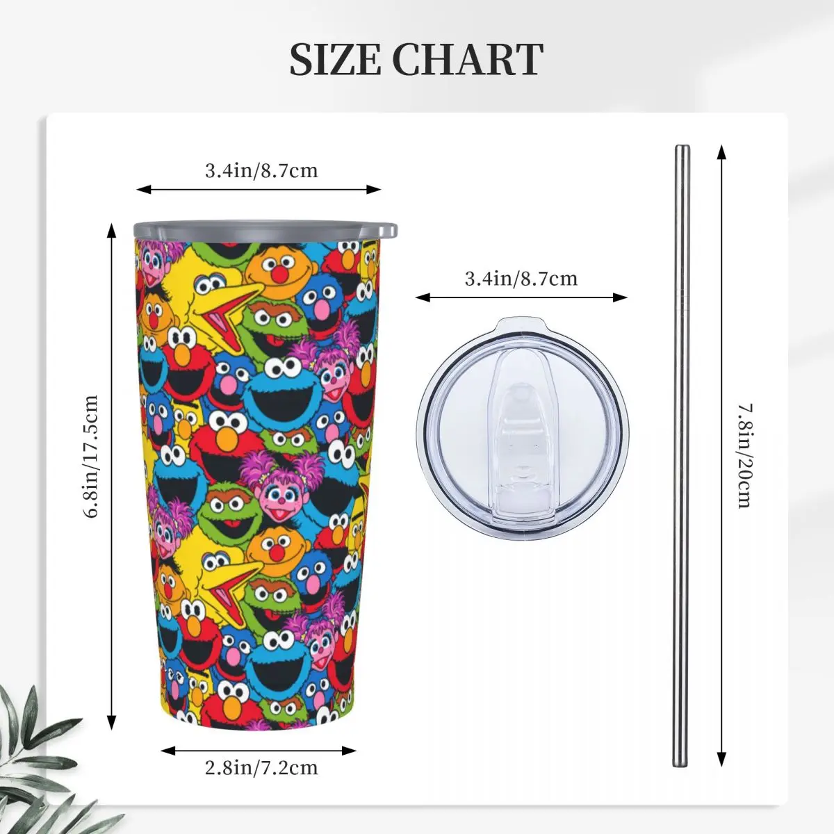 Cookies Monsters Crew Tumbler With Straw Stainless Steel Tumblers Mug Vacuum Insulated for Cold Or Hot 20oz