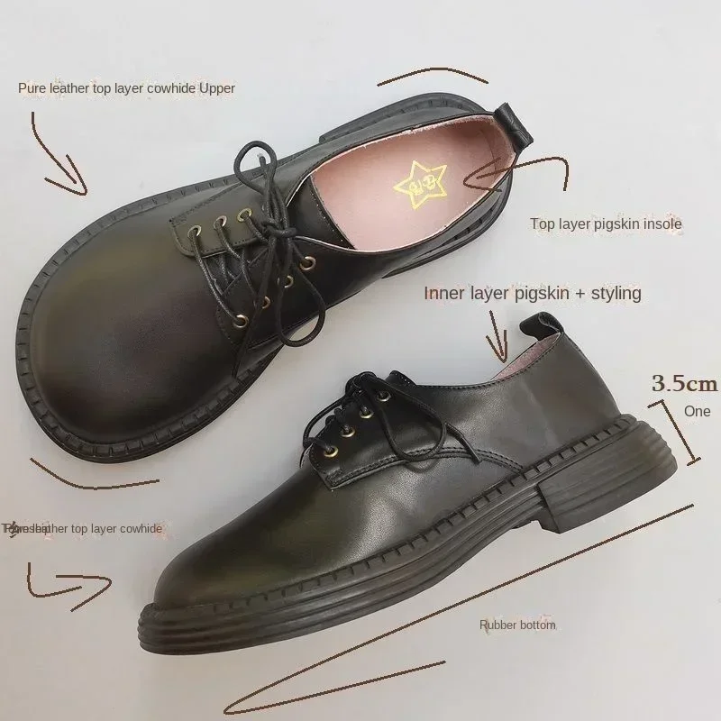 genuine leather men\'s wide toe cow leather shoes lace-up women\'s plus size 43 business casual cowhide long noses single shoes