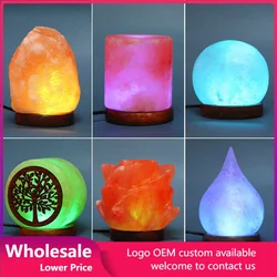 Crystal Salt Lamp LED Colorful Warm Light 100% Natural Himalayan Rock Salt Bedroom Night Light Hand Carved Decoration Crafts