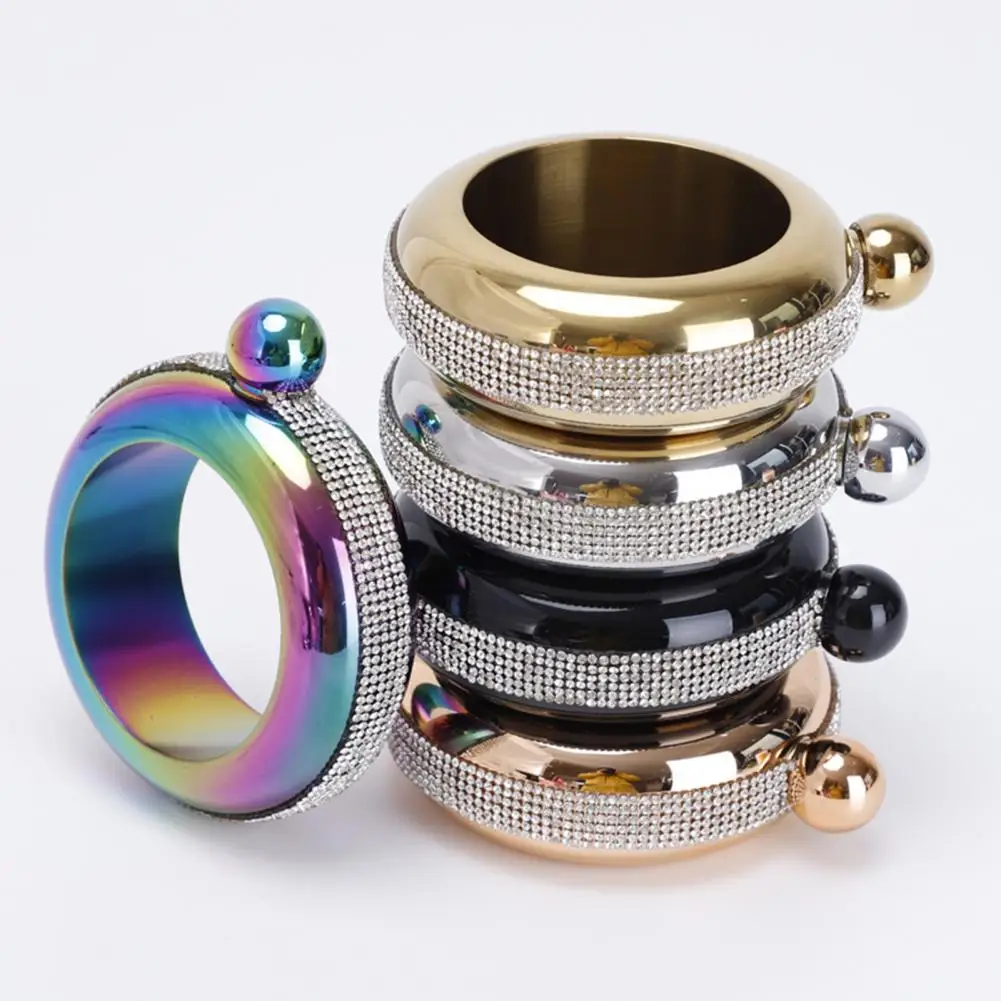 3.5oz Creative Bracelet Hip Flask Colorful Wine Bottle Stainless Steel Flask for Alcohol Portable Round Drinkware Gift for Women