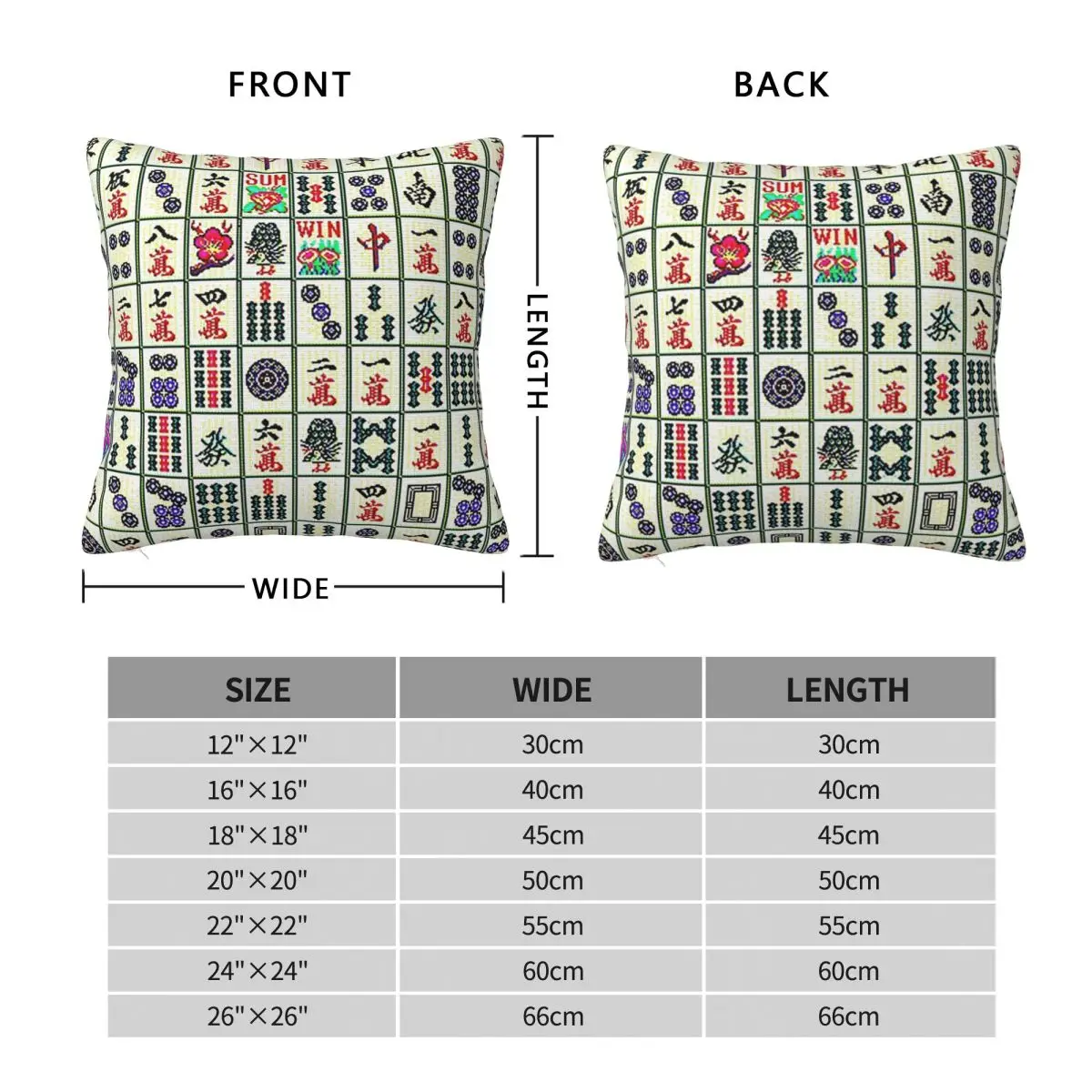 Mahjong Square Pillowcase Pillow Cover Polyester Cushion Decor Comfort Throw Pillow for Home Living Room