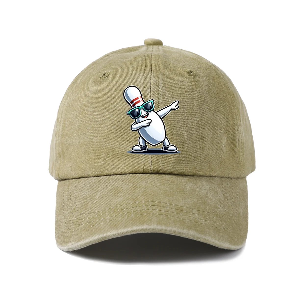Running Skeleton Character Graphic Baseball Cap, Vintage Washed Adjustable Unisex Dad Hat, Casual Gift
