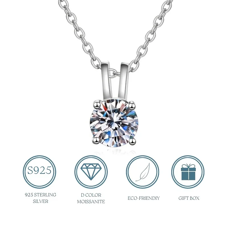 

Women's Moissanite Necklace 18K Platinum Silver Plated Round Moissanite Necklace Gift For Women's Mother Girl's Wife