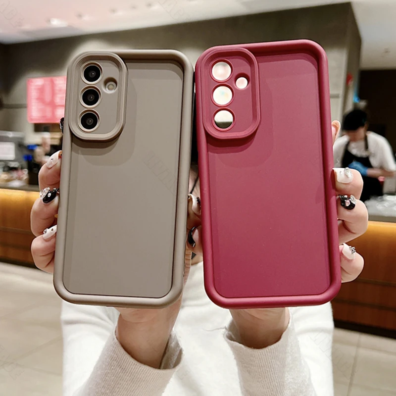 S22 S21 S20 S23 Fe Ultra Plus Matte Silicone Case For Samsung Galaxy A54 A34 A24 A14 A04s A05s A15 4G 5G A 54 Len Protect Cover