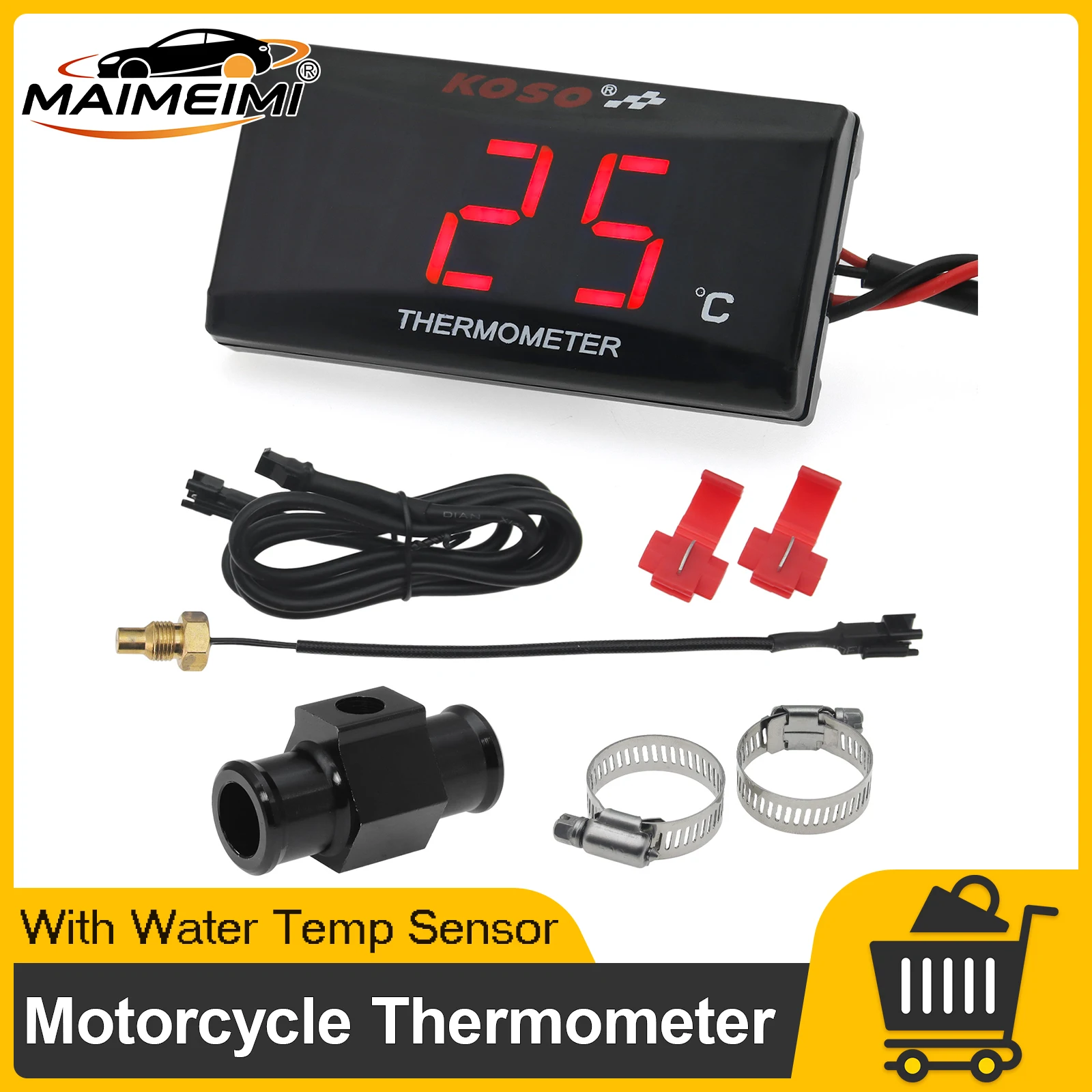 Thermometer 0~120°C Monitor Motorcycle Water Tank Retrofit with Temperature Sensor Digital Meter for KOSO Adapter Scooter Racing