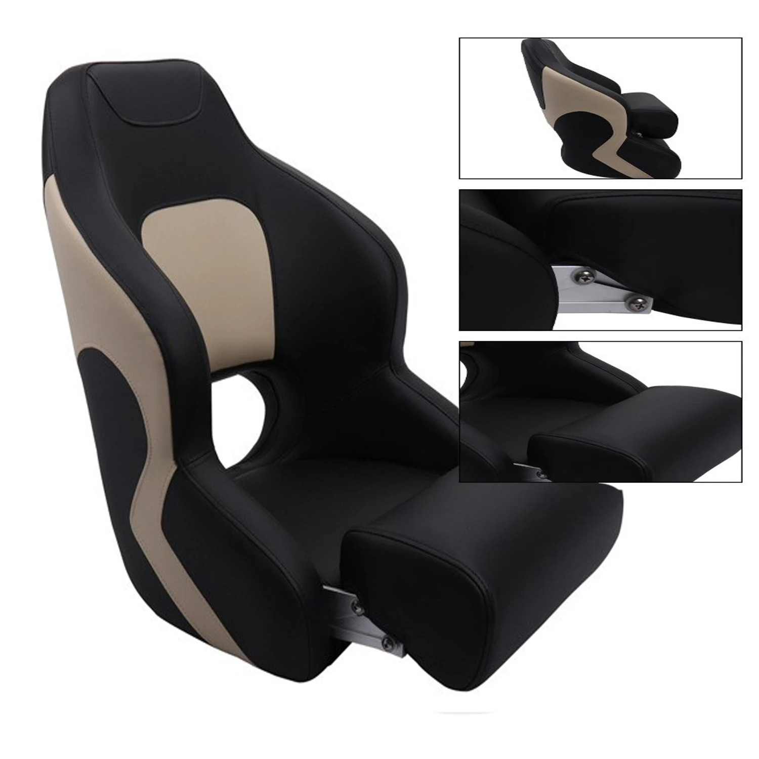 PU+aluminum Boat Seat Passenger Fishing Seat Waterproof Resist UV Folding Luxury Ship Driver's Seat Marine RV Hardware Fitting