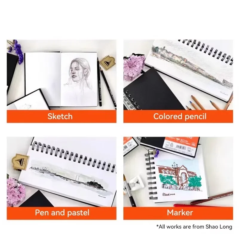 64k/32k/16k Spiral Notebooks for School Supplies Blank Drawing Paper Pad Book Professional Sketch Painting Art Sketchbook 160GSM