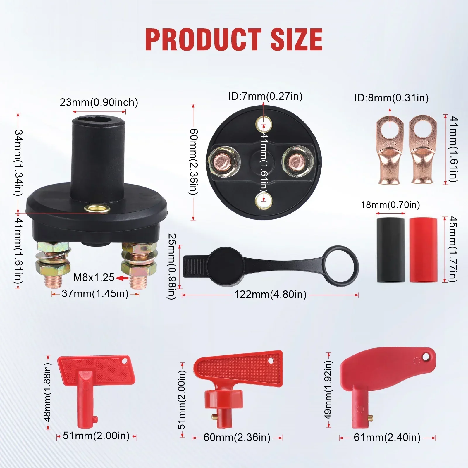 

CNSPEED 300A Battery Master Isolator Cut Off Power Kill Switch 12-24V Battery Disconnect Switch with 2 Red Key for Marine RV ATV