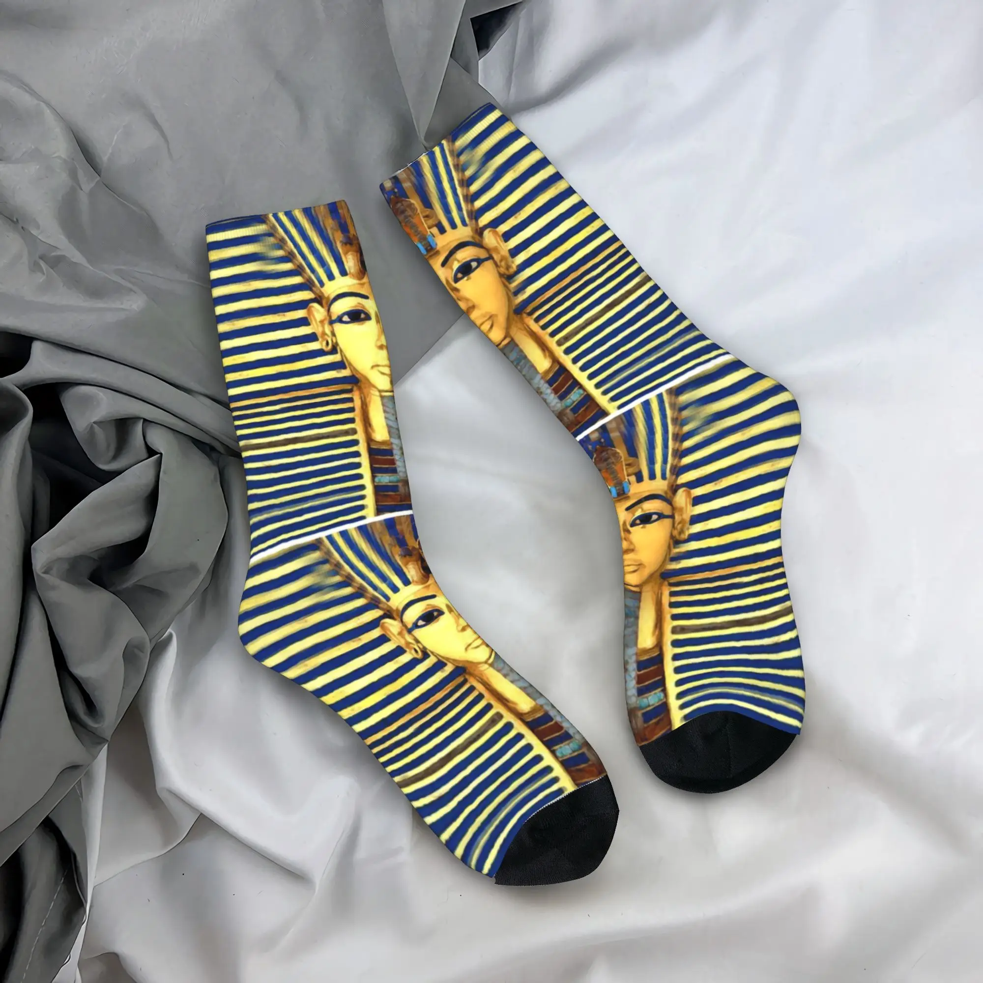 Maßgefertigte Harajuku Pharao-König-Tut Gold-Lapis-Socken für Männer und Frauen Warme 3D-Druck Ägypten Ägyptische Sport-Fußballsocken