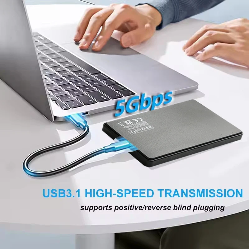 USB 3.1 External Hard Drive Enclosure 2.5 inch SATA to USB3.1 UASP Clear Portable Hard Drive Case 4T HDD Tool-Free Transparent