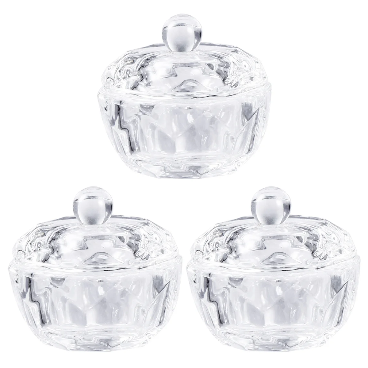 

3Pcs Crystal Storage Box Transparent Dustproof Organizer Case Cotton Swab Container Home Use Storage Box