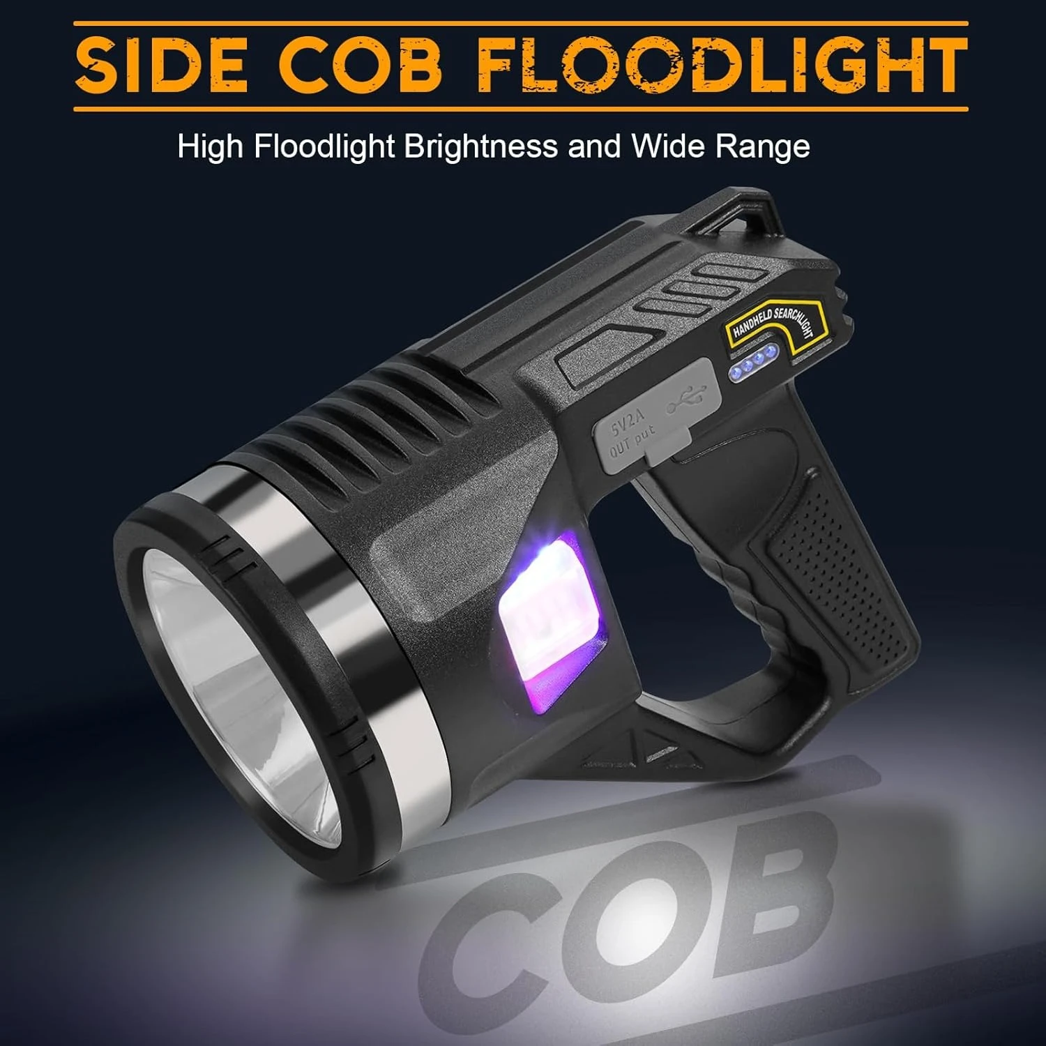 Portable Camping Flashlight with Strap Tripod USB Rechargeable LED+COB Spotlight Outdoor Powerbank Torch Waterproof Work Lantern