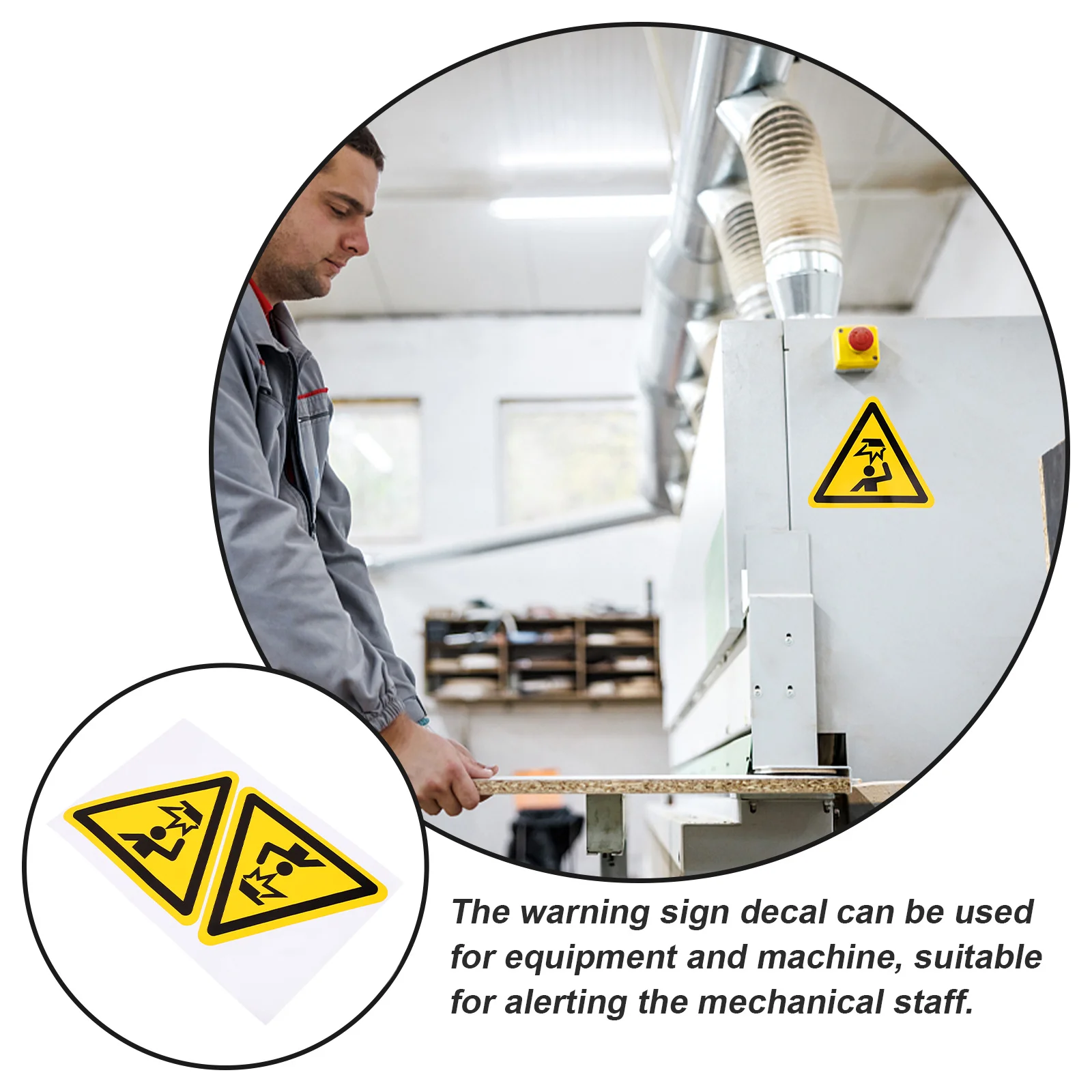 قطعتان من ملصق تحذير لاصق لعلامة أمان رأسك للمعدات الصناعية لمنع إصابات الرأس #5