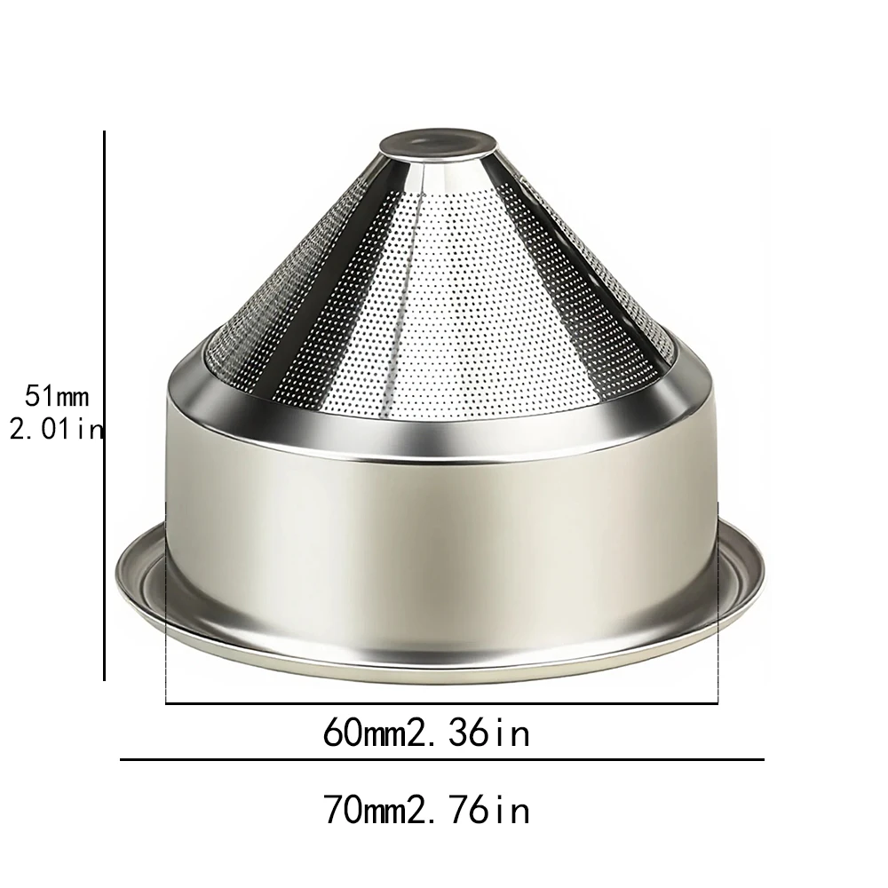 Coffee Bottomless Handle Hand Drawn Powder Bowl 58mm 304 Stainless Steel Portable Hand Drawn Cone Funnel Filter Powder Bowl