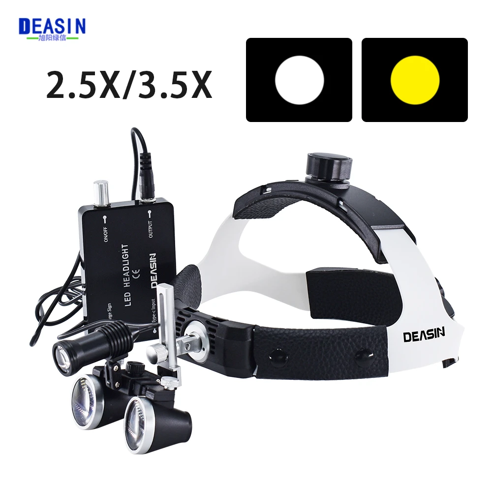 

2.5X/3.5X Dental Binocular Loupes Black Headband 5W LED Medical Dentistry Headlight Head Examination Lamp Dentistry Tools