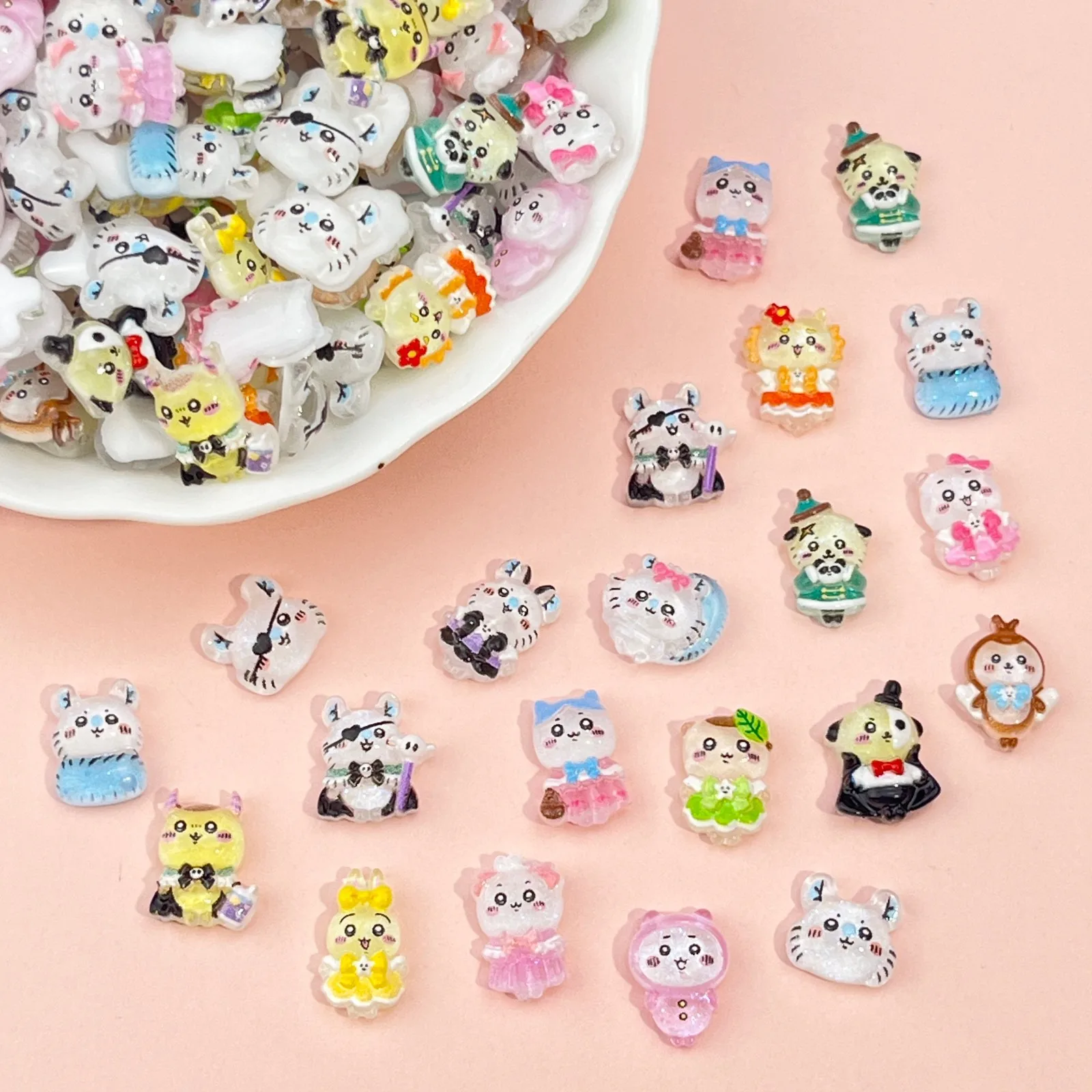 20Pcs Resin Mini Usagi Nail charm Art Flatback acrylic Figurines DIY Miniatures Decor Craft