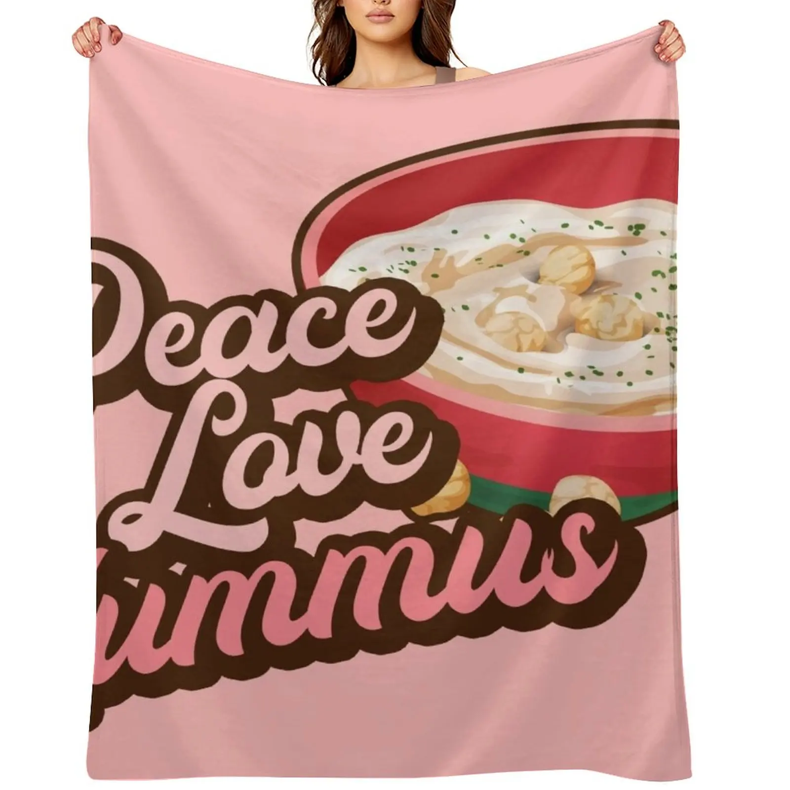

Peace Love Hummus. Throw Blanket Bed linens Beautifuls Warm Flannel Fabric Blankets