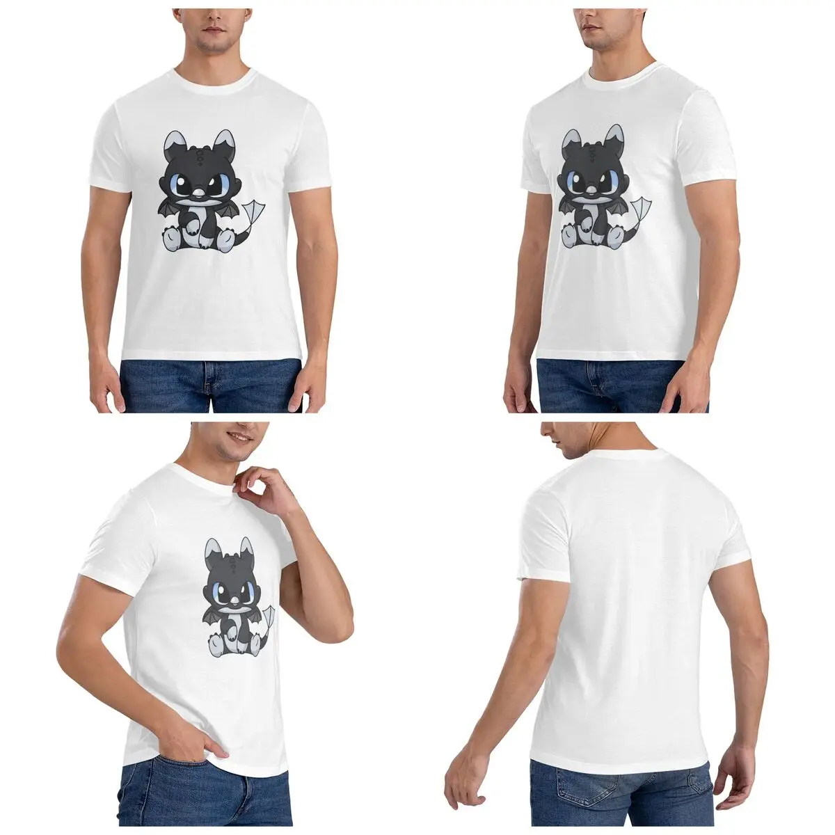 Night Light Fury Toothless T-Shirt for Men Cotton Oversized T Shirts Men's Short Sleeve Crew Neck Summer Clothes Tops S-6XL