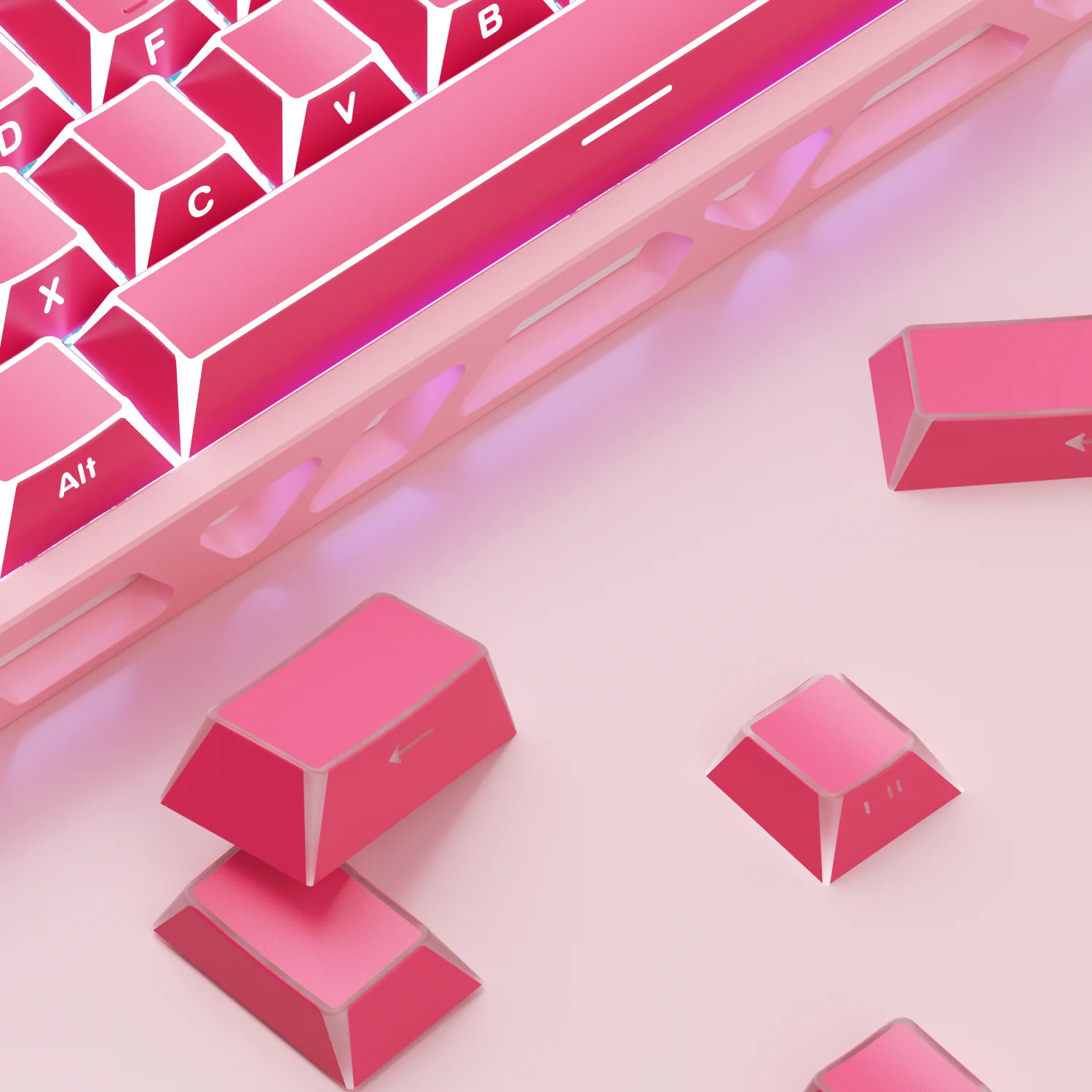 Translucent Shadow PBT Keycaps, Matte Fine Sand Texture, 132 Keys, OEM Profile, Compatible with Wooting Keyboards
