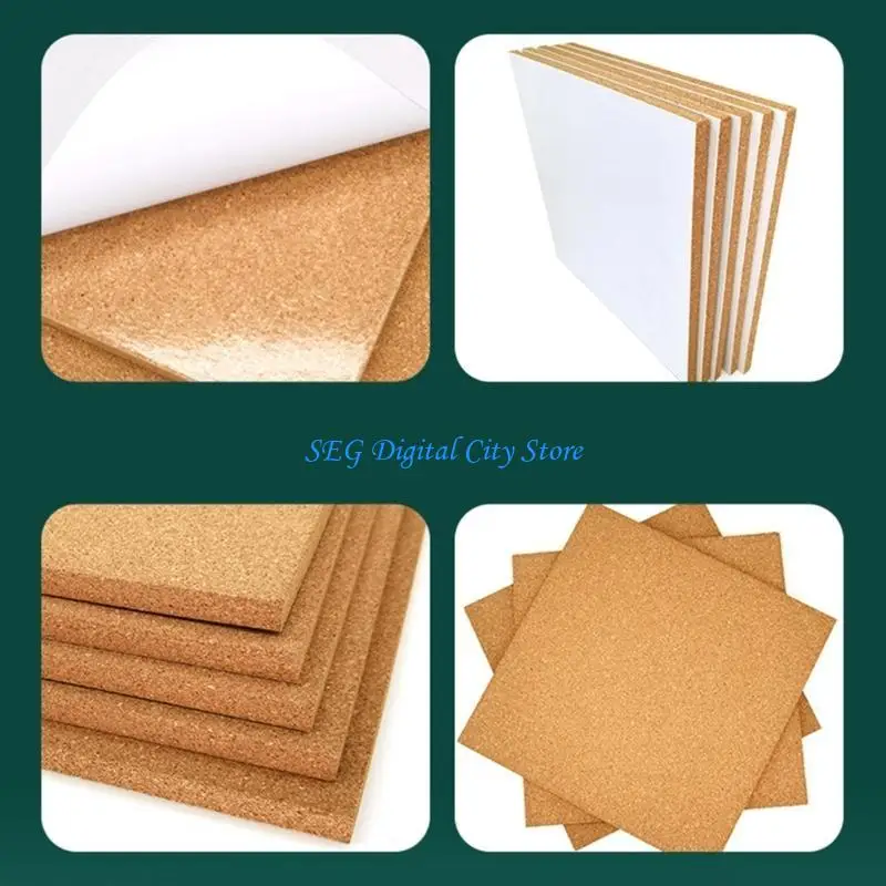 U75B قطعتان من بلاط الفلين بدون إطار مقاس 30.48 سم × 30.48 سم، ألواح الفلين اللاصقة لتزيين جدران الصور، #4