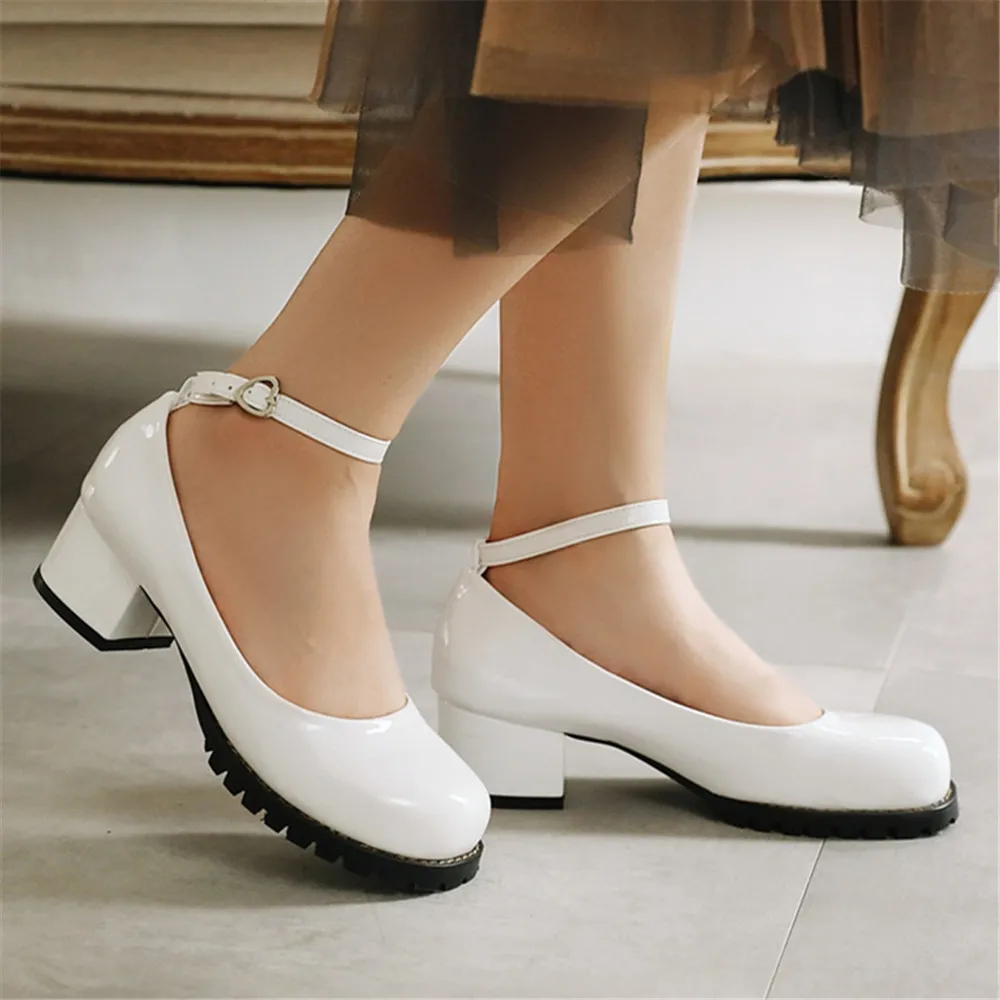 2024 Spring Autumn New Sweet Bowtie Round Toe Buckle Lolita Shoes New Style Fashion Ladies Pumps Women High Heel Party Shoes