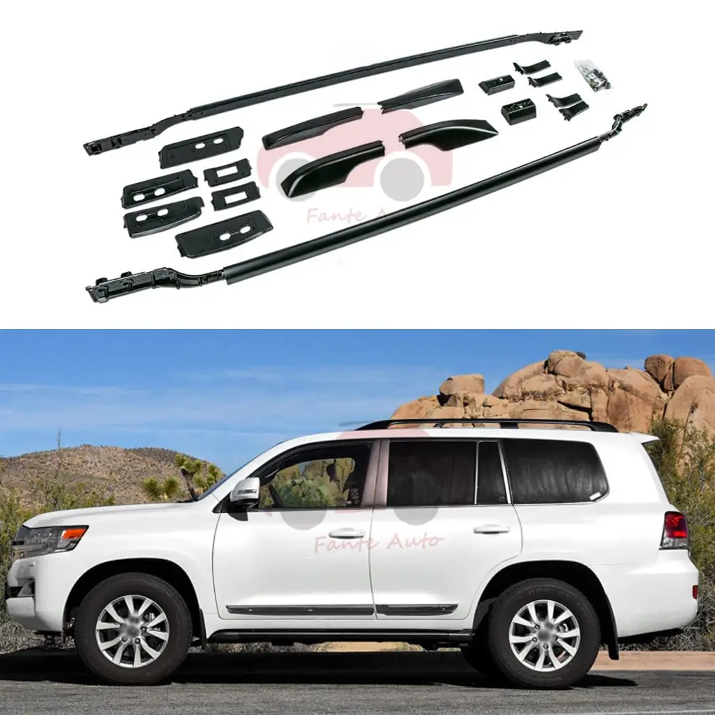 FANTE 2PCS Roof Rail Racks Fits for Toyota Land Cruiser J200 LC200 2008-2021 Cargo Crossbars Luggage Carrier Aluminum Black