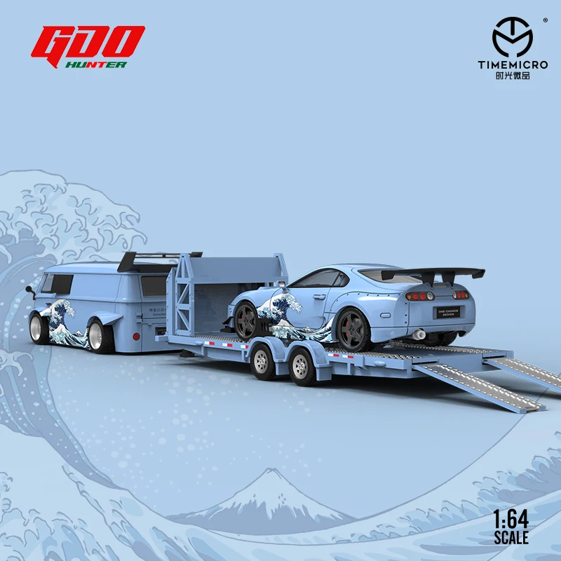 GDO X TimeMicro 1:64 86/ Volkswagen T1/Supra A80Z Kanagawa Sursuri نموذج مقطورة مصنوع من خليط معدني