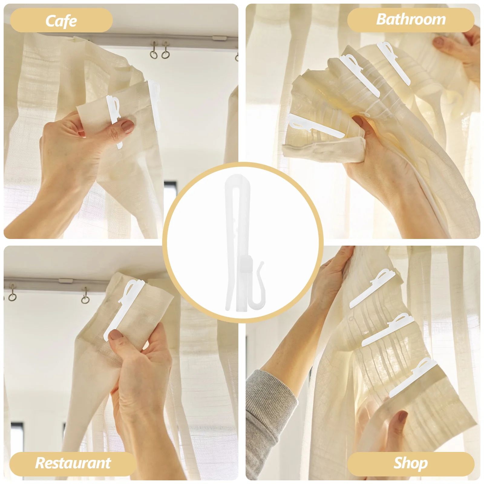 

50pcs Curtain Pom For Home Decoration Shower Kitchen Sturdy Curtain Hooks Drapes Hook Bathroom Drapes Hook