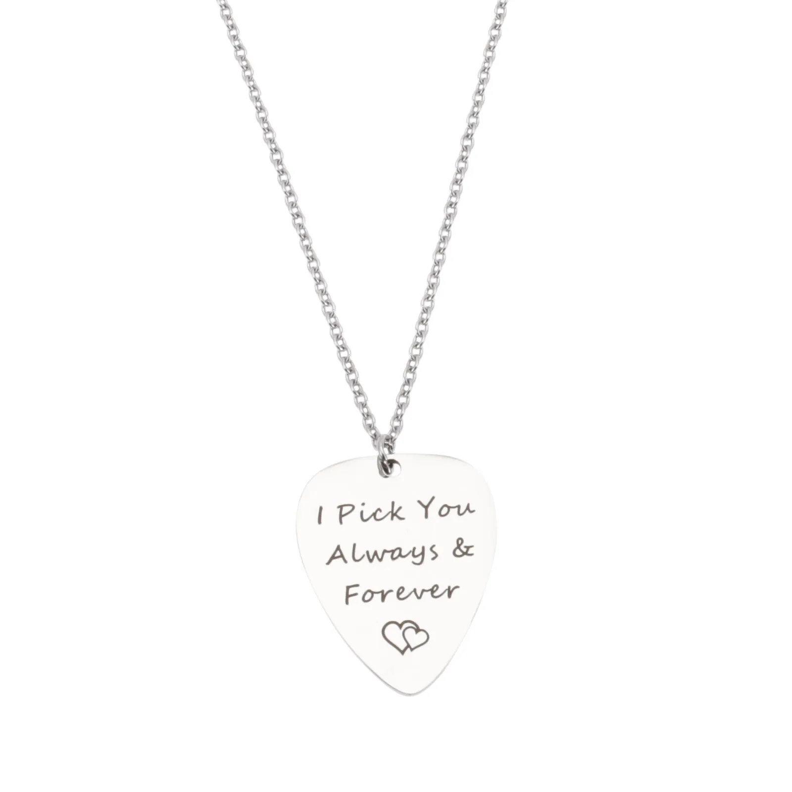 Guitar Pick Necklace Stainless Steel Pendant for Guitarists Beginners Musicians Portable Bass Ukulele Pick Decorative Creative
