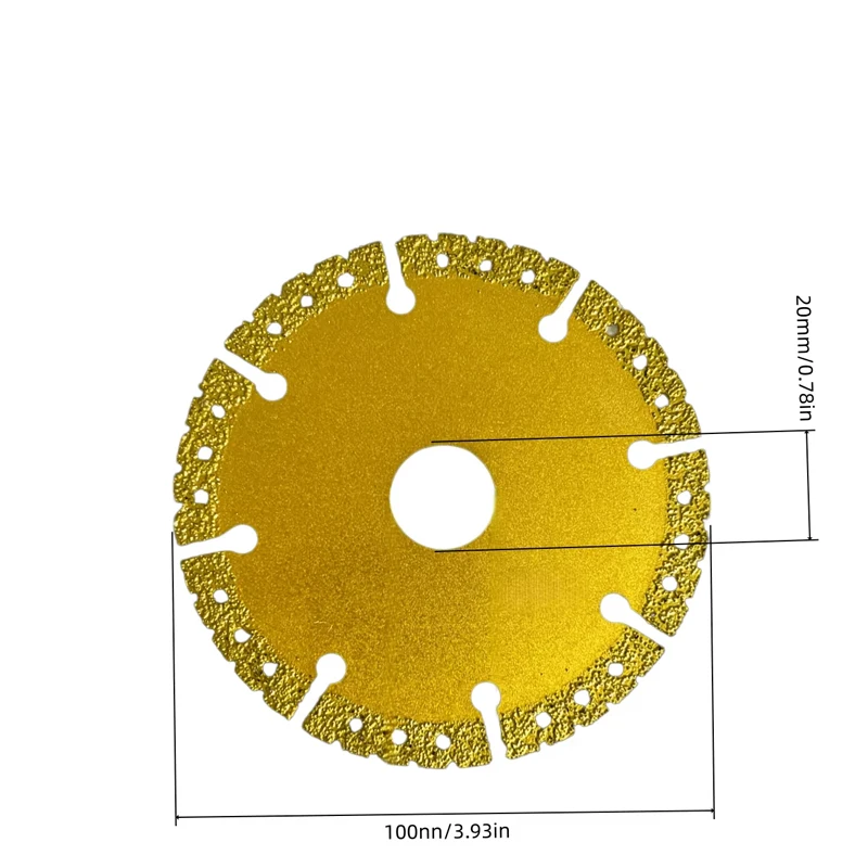 Vacuum Brazed Diamond Yellow Saw Blade 4.5 Inch Steel Metal Stone Cast Iron Reinforcing Steel Aluminium Multi-Purpose Power Tool