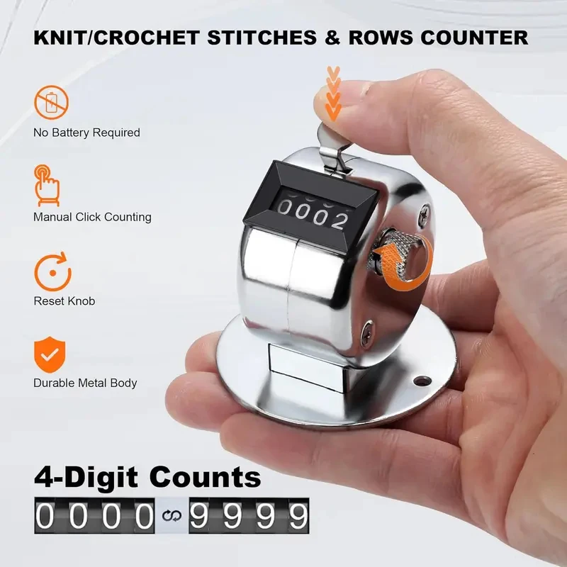 4-Digital Hand Tally Counter Manual Counting Golf Clicker Training Counter 4 Digit Number Hand Held Tally Counter Mini Mechani