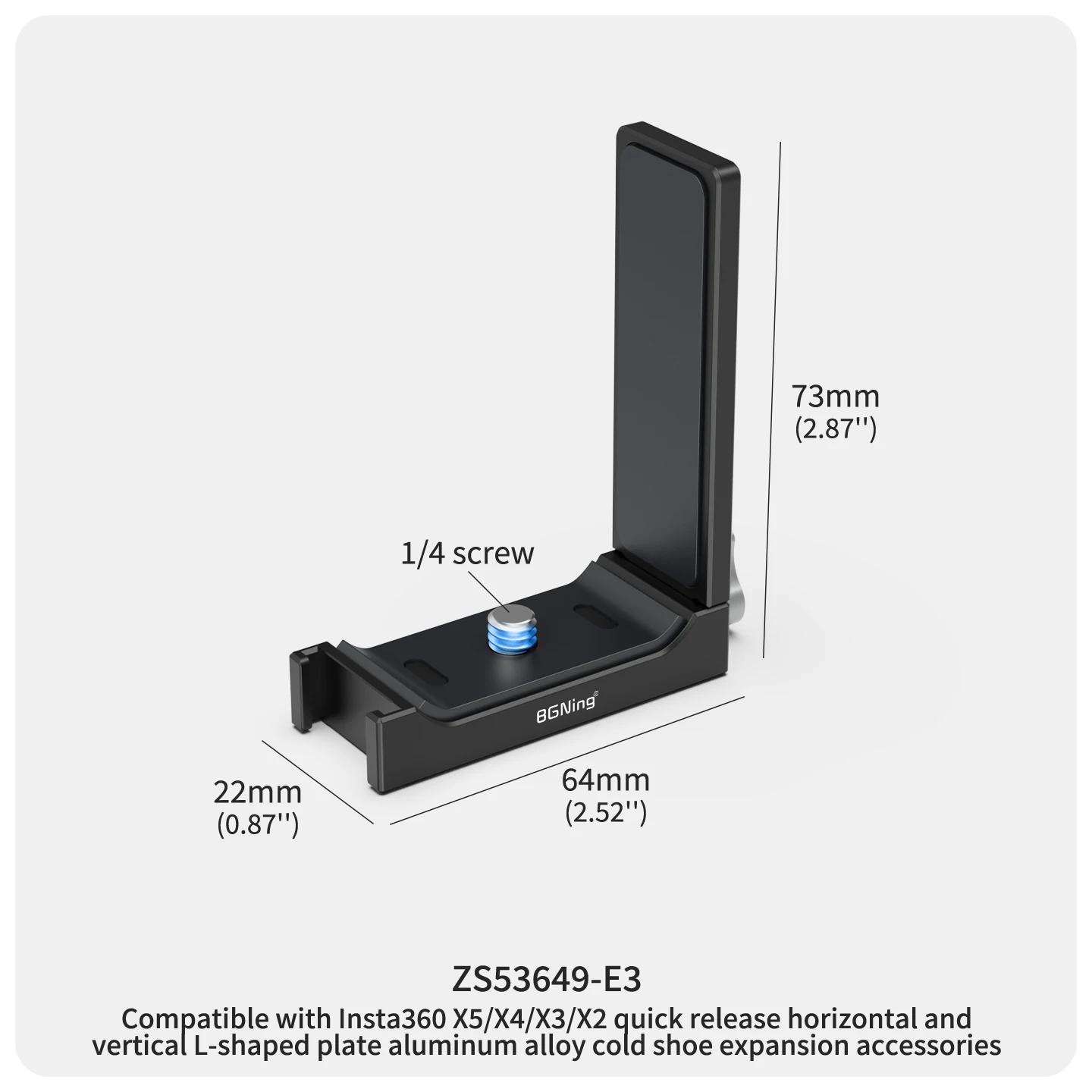 Doppelte Kaltplattenhalterung mit Magnethalterung für Insta360 X6 X3 X4 X5 Panorama-Zubehör Schnellverschluss 1/4 Zoll Schraube Aluminium-Kamera-L-Halterung – Detail 18