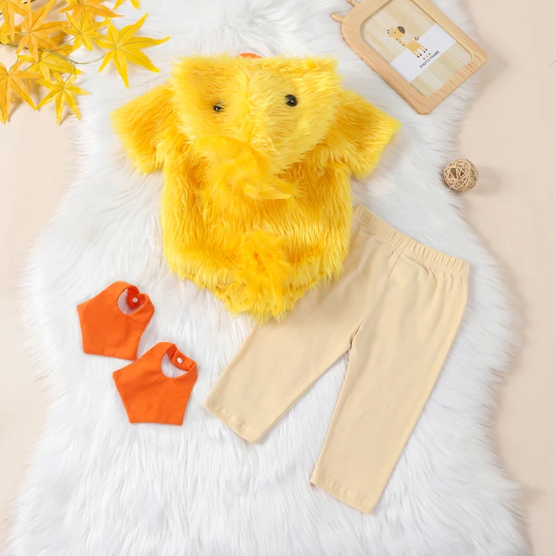 Newborn Toddler Baby Girl Boy Halloween Duck Costumes Fur Hooded Cute Infant Chick Costume Outfit Clothes