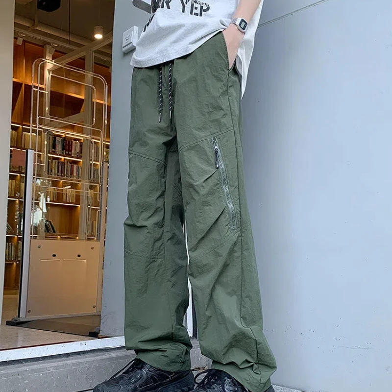 

American Functional Zipper Assault Pants Men's Summer Thin Military Green Work Pants Outdoor Quick Drying Ice Silk Hiking Pants