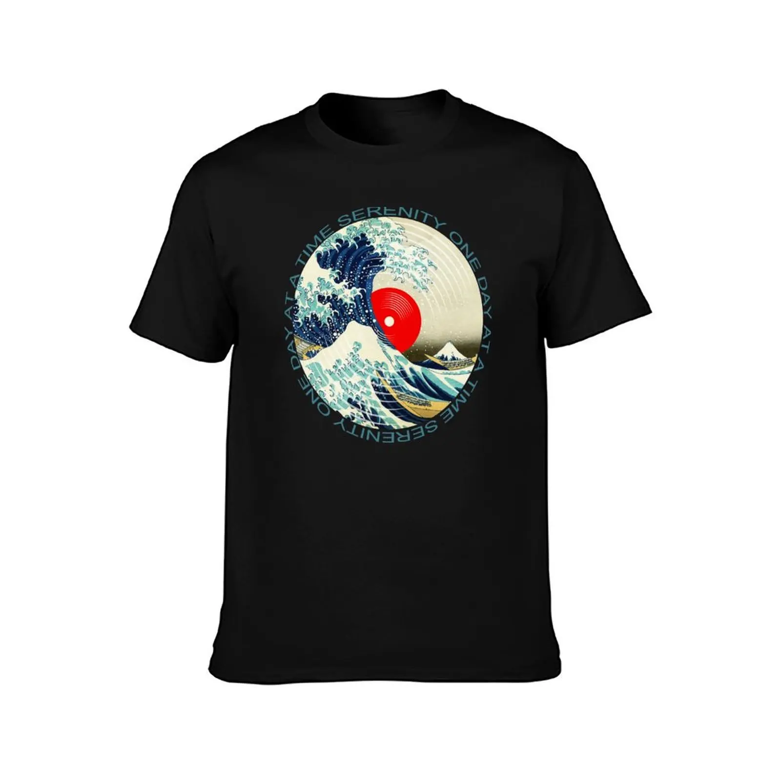 Sobriety Serenity One Day At A Time AA Sober Great Wave T-Shirt Stain Resistant Casual Tee T-Shirt
