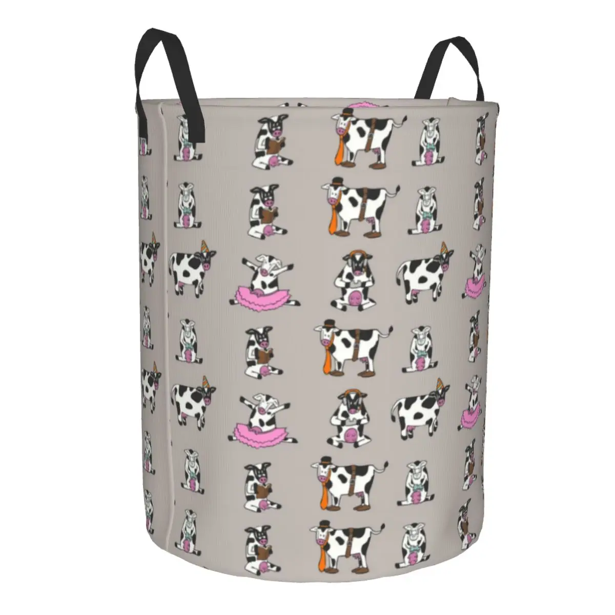 Custom Cute Cow Pattern Laundry Hamper Large Clothes Storage Basket Cattle Farm Animal Toy Bin Organizer for Boy Girl