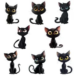 Big eyes black cat dtf patches for clothing Heat Transfer Patches Stickers Thermal for Clothing iron on heat transfer.