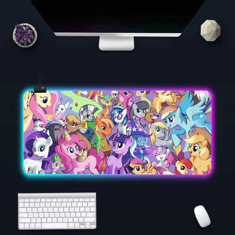 

Classic cute cartoon Pony RGB Pc Gamer Keyboard Mouse Pad Mousepad LED Glowing Mouse Mats Rubber Gaming Computer Mausepad
