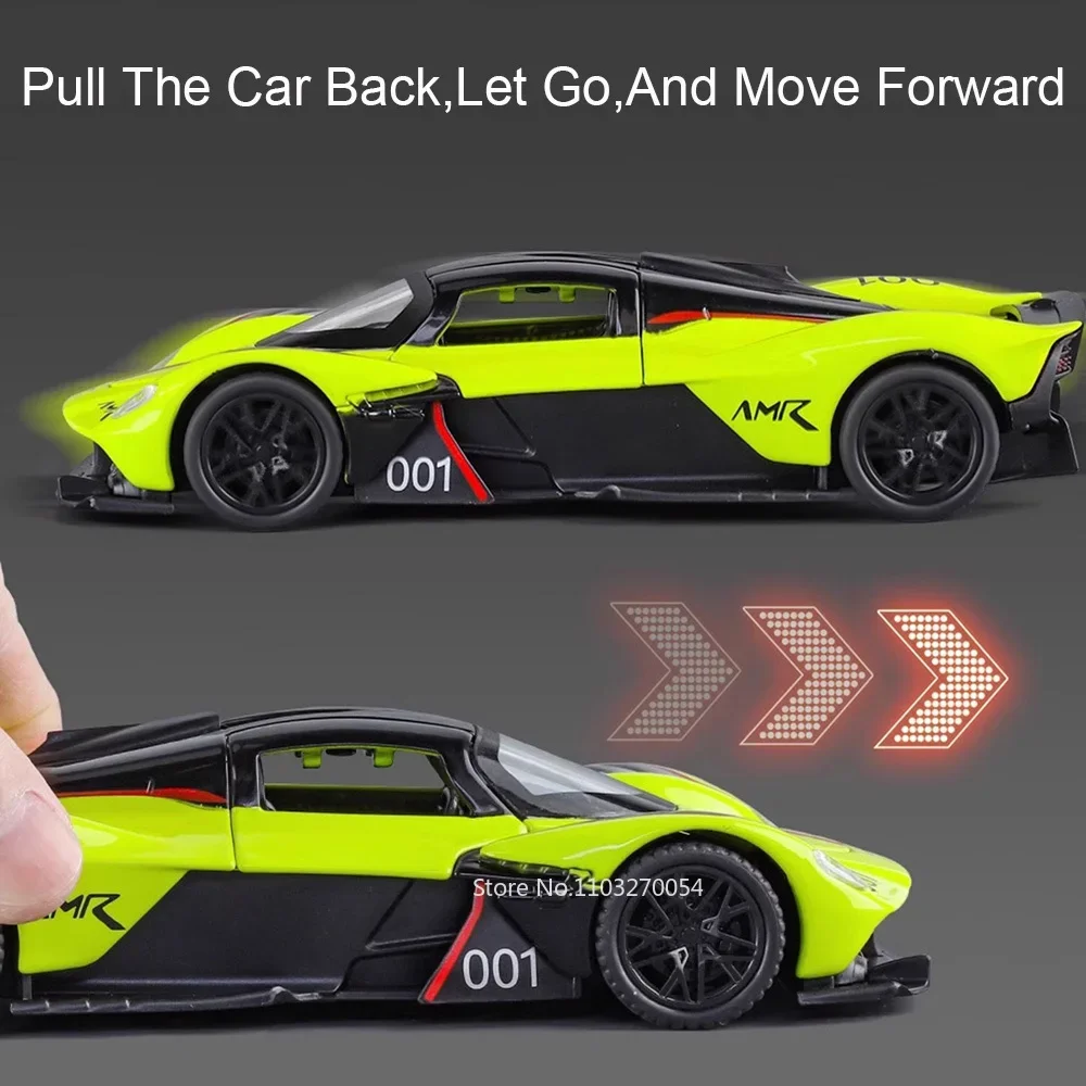 1:32 Alloy Valkyrie Apollo IE Vulcan Diecast Sports Car Toys Model Sound Light Pull Back Doors Opened Miniature Models Gift Kids